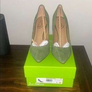 Sam Edelman Olive Green Suede Pointed-Toe Heels